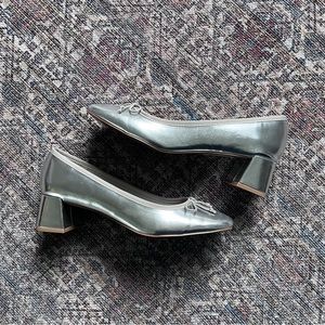 Silver Metallic Ballet Shoes